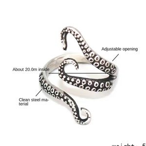 Octopus Ring Steel And Gold Plated| Adjustable Vintage Style Ring Gift Jewelry